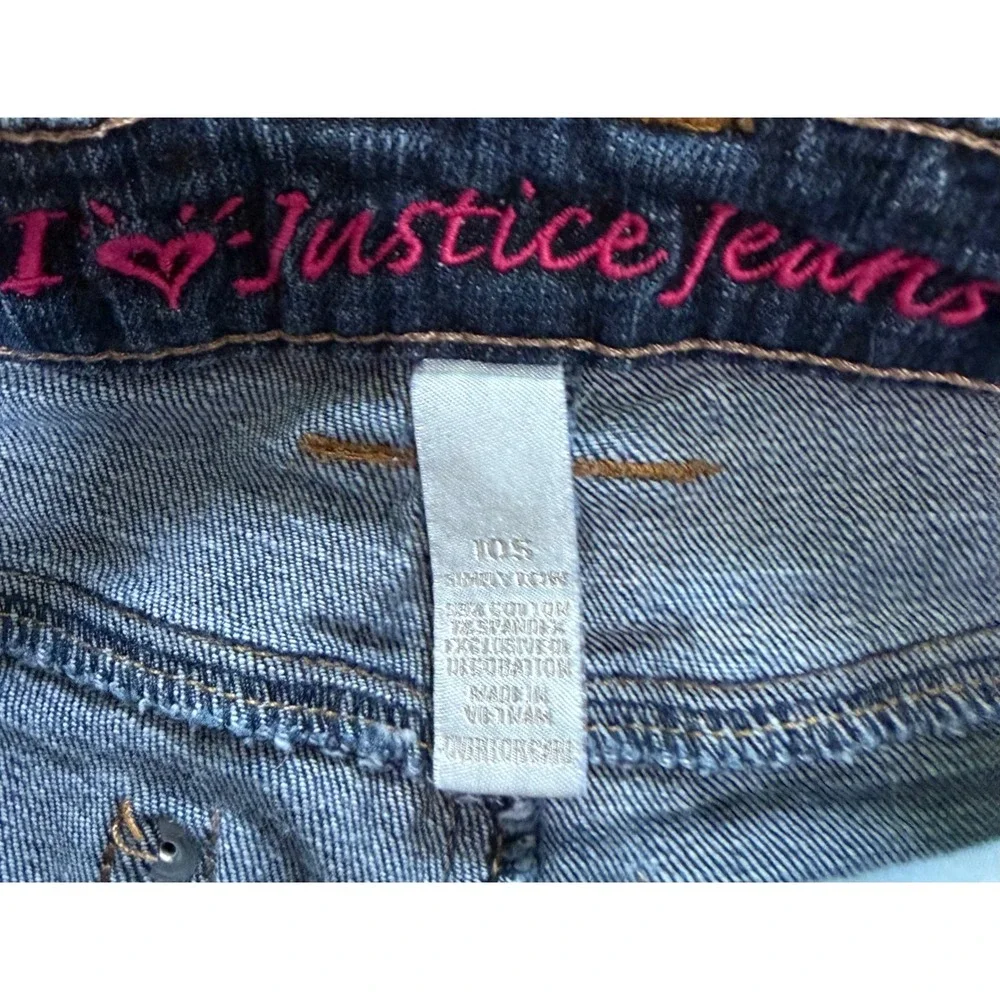 Justice Girls Denim Bermuda Shorts Dark Wash Cuffed Simply Low Size 10S Stretch